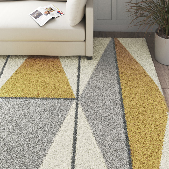 Mercury Row® Bonifay Performance Yellow/Gray/White Rug & Reviews Wayfair